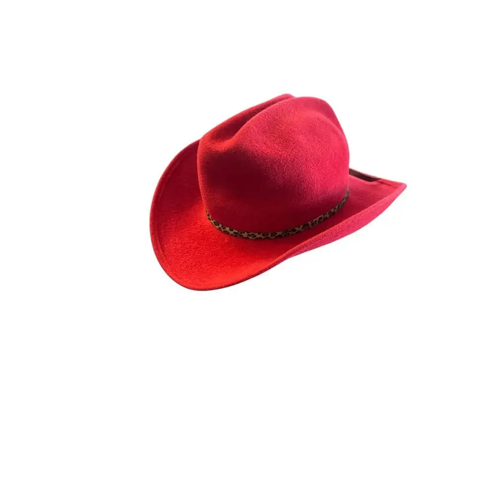 Eric Javits Wool RED LEOPARD PRINT BAND Felt Fedora Hat - Picture 5 of 6